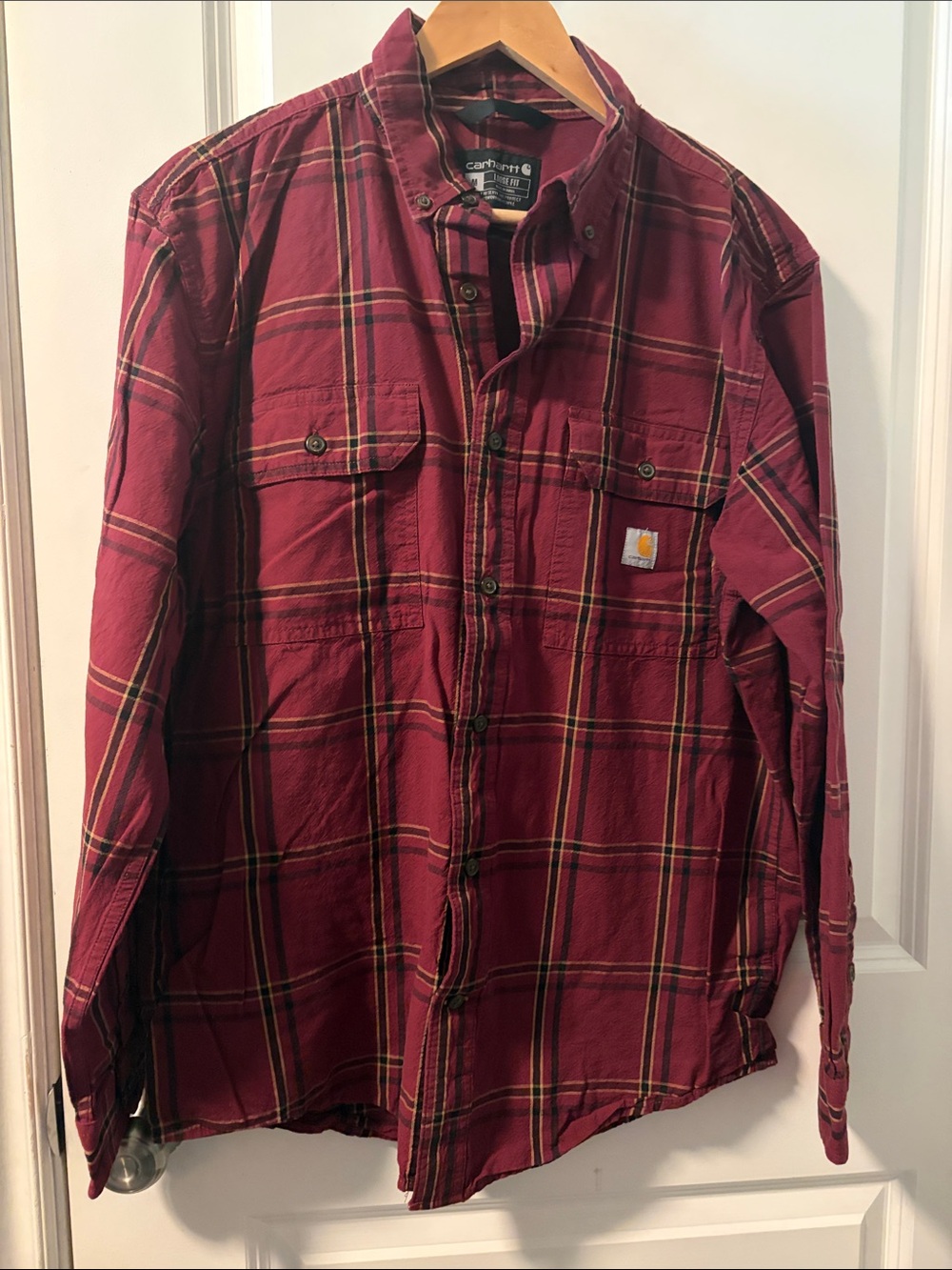 Carhartt Men's Burgundy Plaid Shirt Jacket